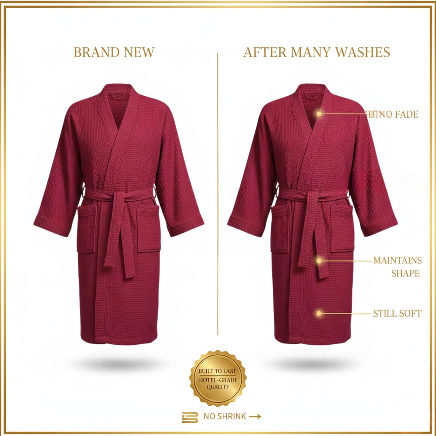 Lotus Linen Men’s Waffle Weave Cotton Bathrobe – Lightweight, Quick Dry Spa Robe, Personalized Robes - Image 6