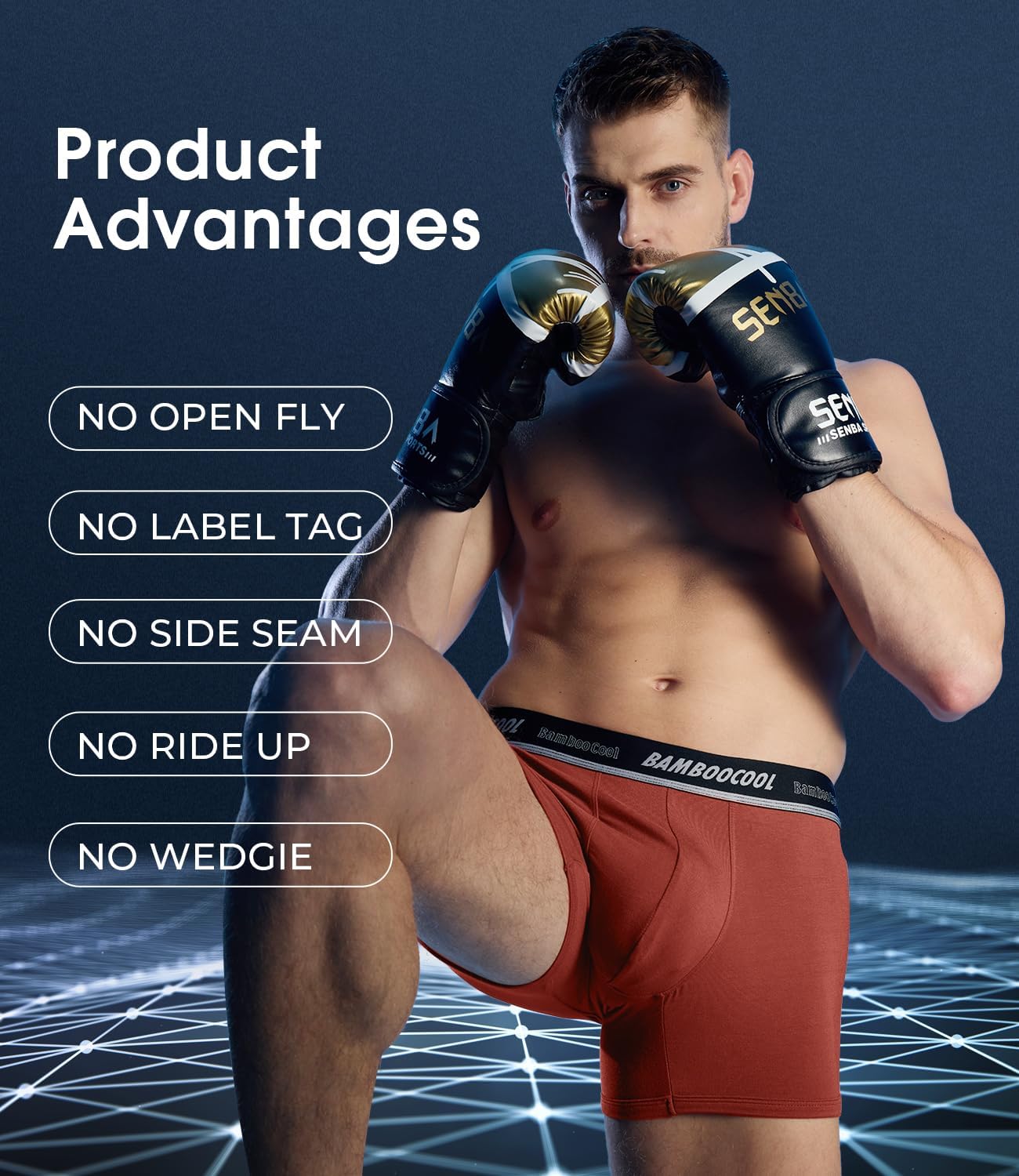 BAMBOO COOL Mens Underwear Trunks for Man Soft Waistband Open-fly Support Briefs(3 or 4 pack) - Image 5