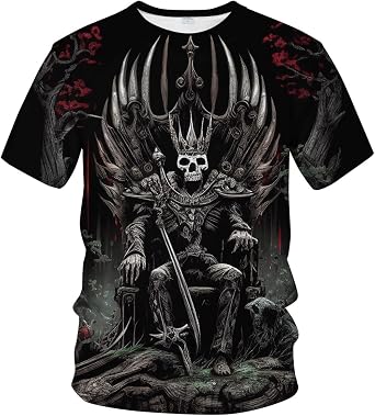 Men's Skull Graphic Tshirt 3D Print Skeleton Shirt for Men Funny Skull Tees Top