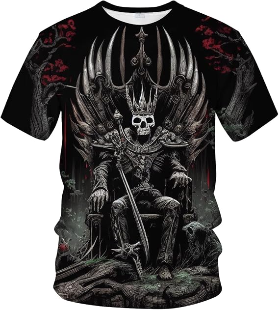 Men's Skull Graphic Tshirt 3D Print Skeleton Shirt for Men Funny Skull Tees Top