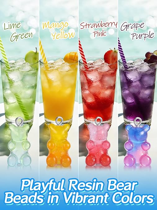 60pcs Gradient 3D Gummy DIY Bear Resin Charms for Jewelry Making, 15 Colors