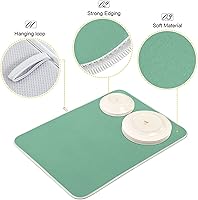 Vista 4 de Tapete de secado de platos grande verde salvia, extra grande para platos, accesorios de cocina, mostrador, almohadilla escurridor de platos