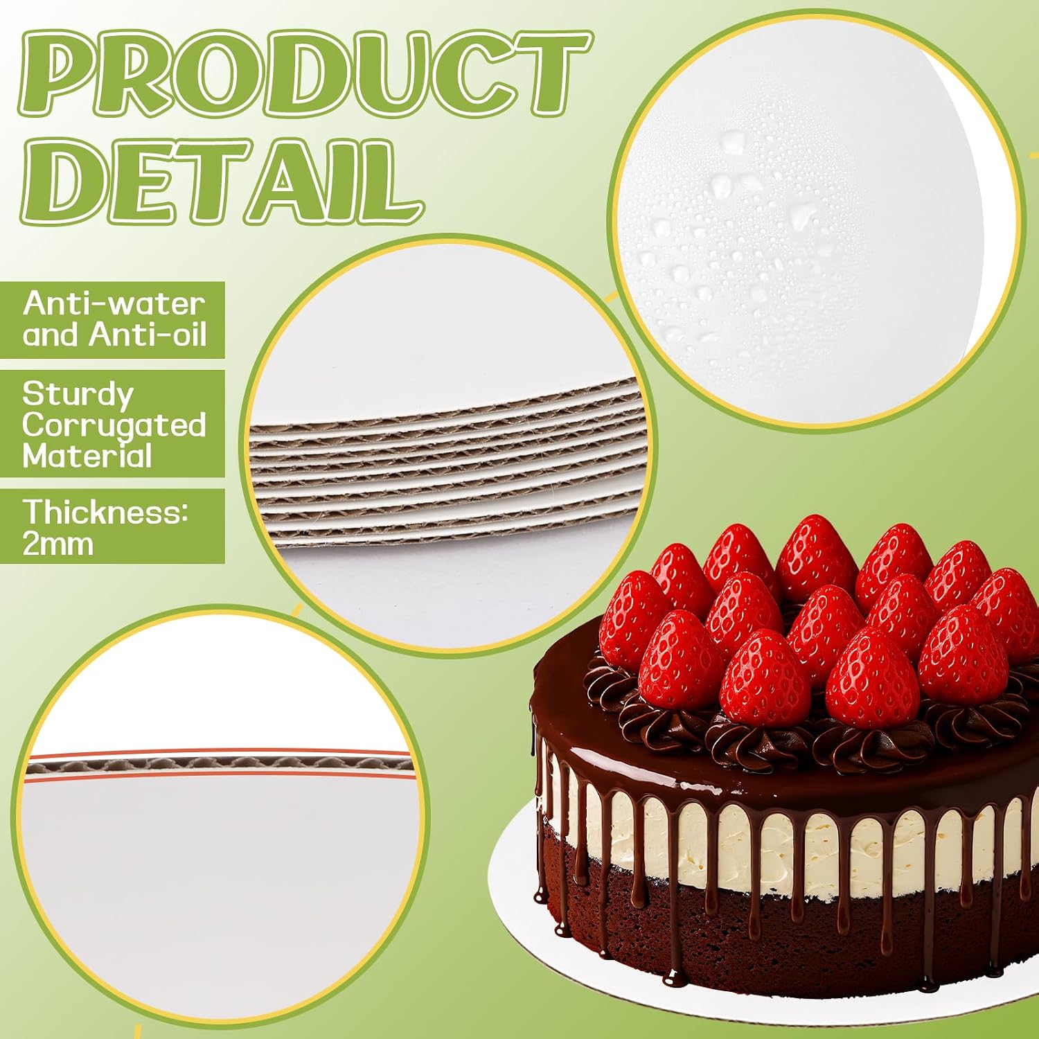 12 Pack 10 Inch Round Cake Boards, Disposable Corrugated White Cardboard Food-Graded Plate Tray Circles Cake Base Boards for Dessert DIY Crafts Display
