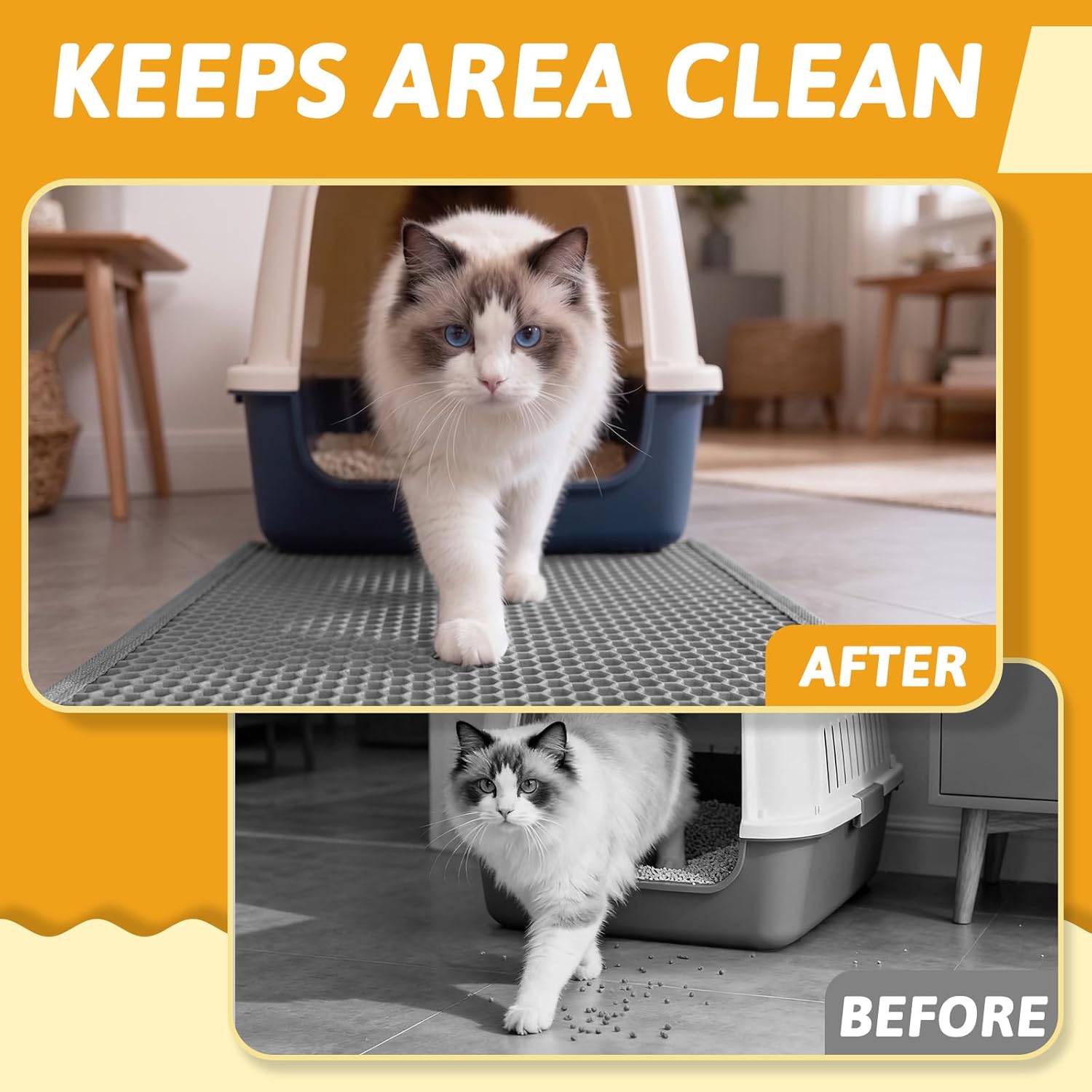 Pieviev Cat Litter Mat Double Layer Waterproof Urine Proof Trapping Mat 1 Pack (Gray, 24x15 Inch (Pack of 1)) thumbnail