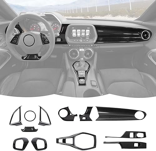 RT-TCZ Kit de moldura interior de fibra de carbono, accesorios de decoración de consola central para Chevrolet Camaro 2017 2018 2019 2020 2021 2022