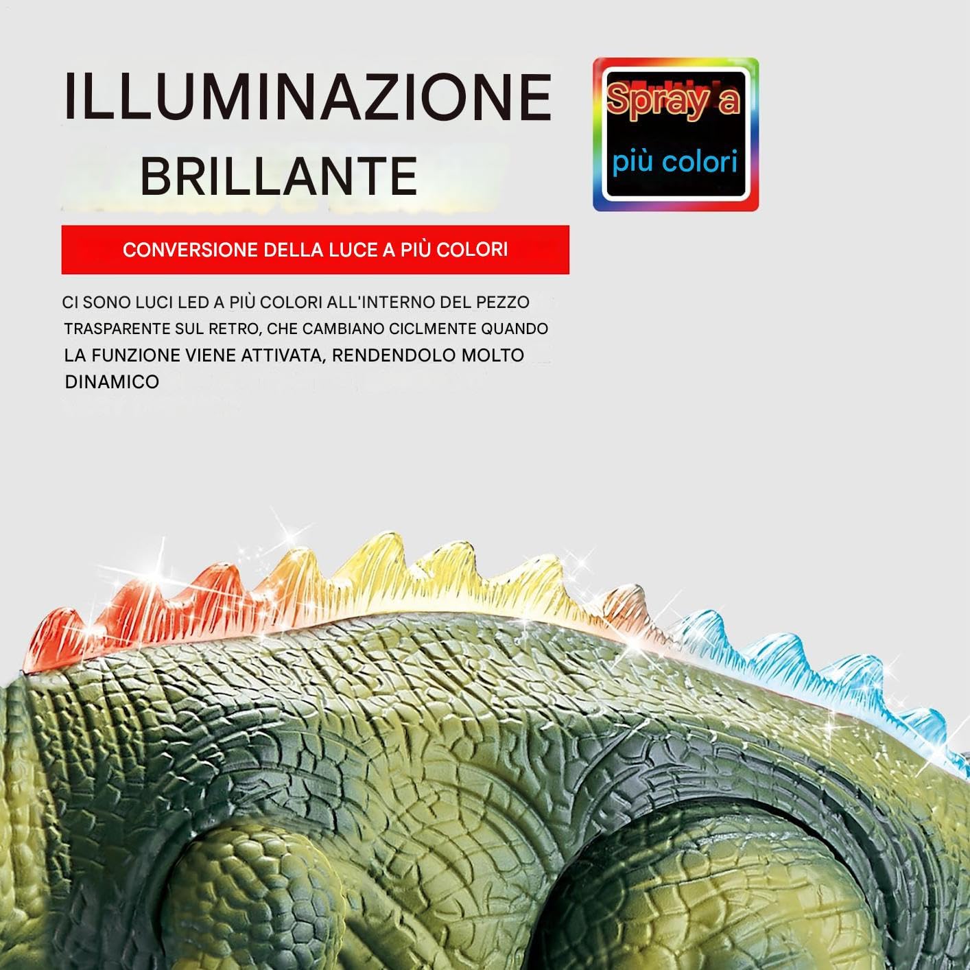 Generico Dinosauro Telecomandato Telecomando, Camminata, Spruzzo Luminoso,