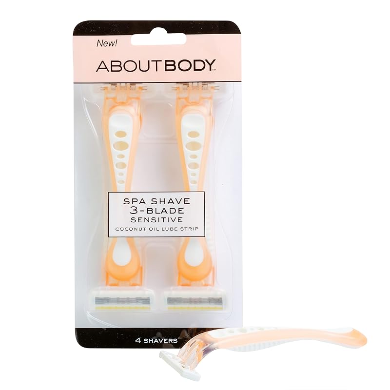 About Face About Beauty Spa Shave Barbeadores Descartáveis com 3 Lâminas, Pacote com 4