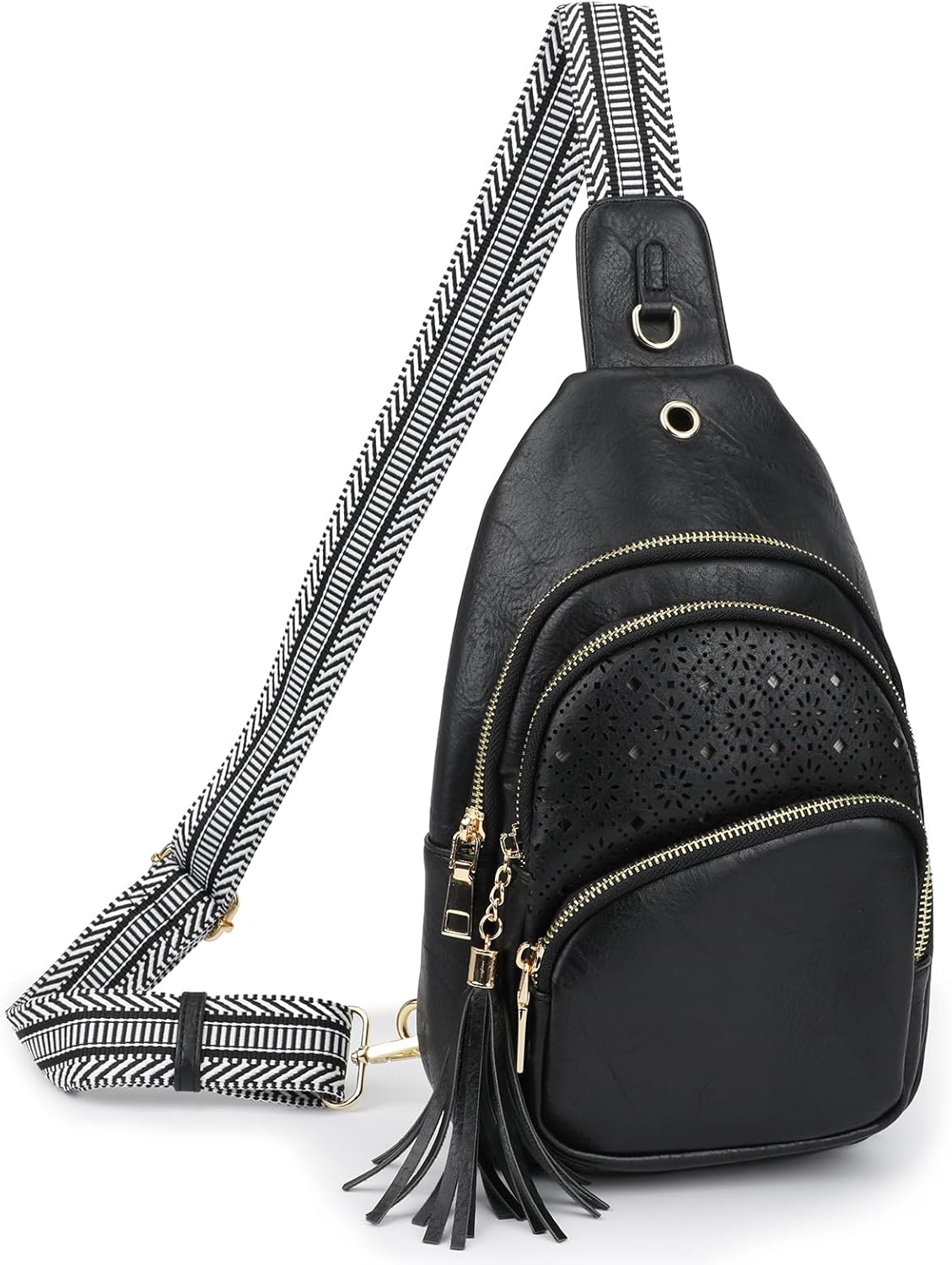 Sling Bag for Women PU Leather Crossbody Fanny Packs Chest Bag for Travelling Cycling Hiking
