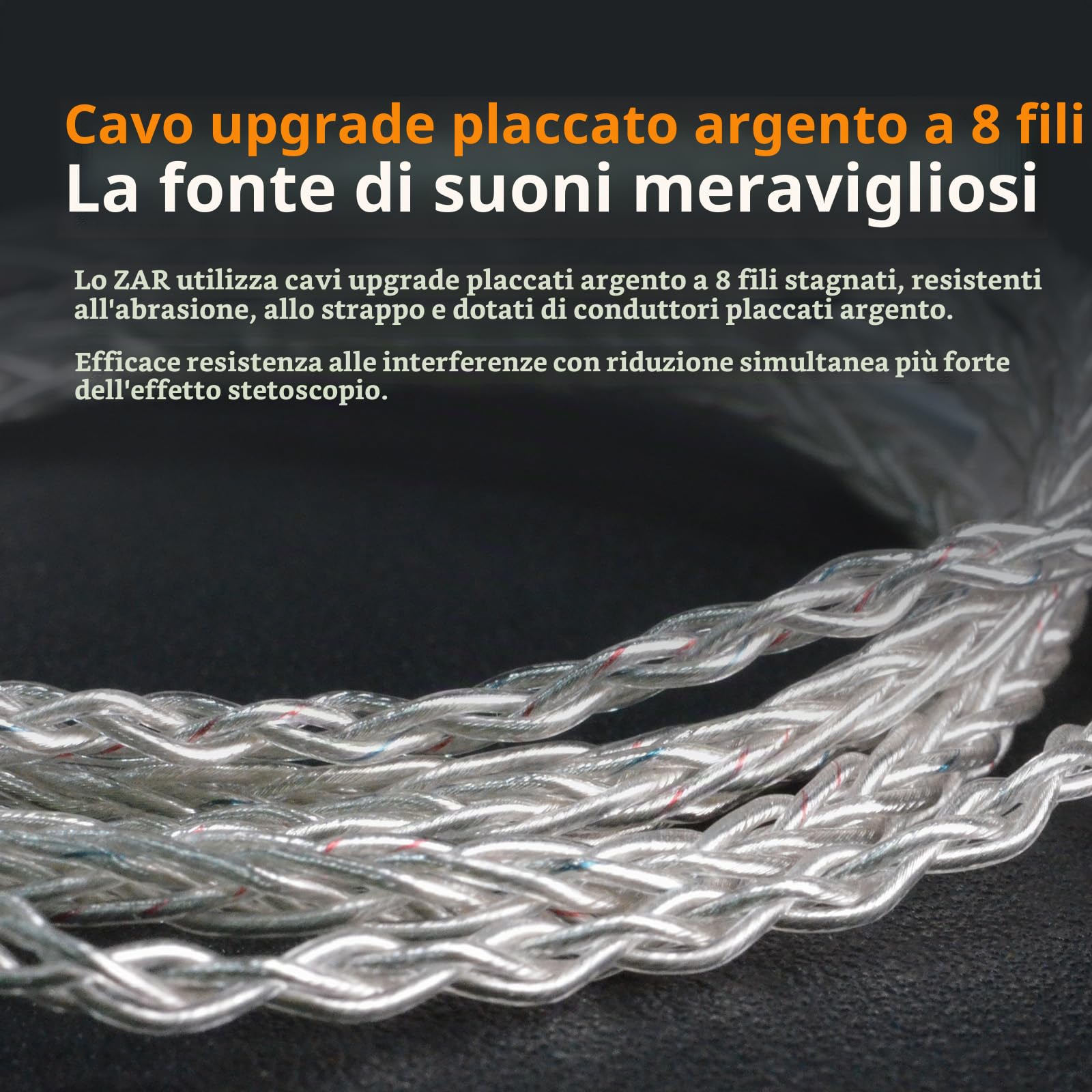 KZ ACOUSTICS ZAR - Cuffie intrauricolari ibride con driver 1DD+7BA, divisione di frequenza elettronica, isolamento acustico HIFI, con cavo staccabile placcato argento a 8 fili per audiofili
