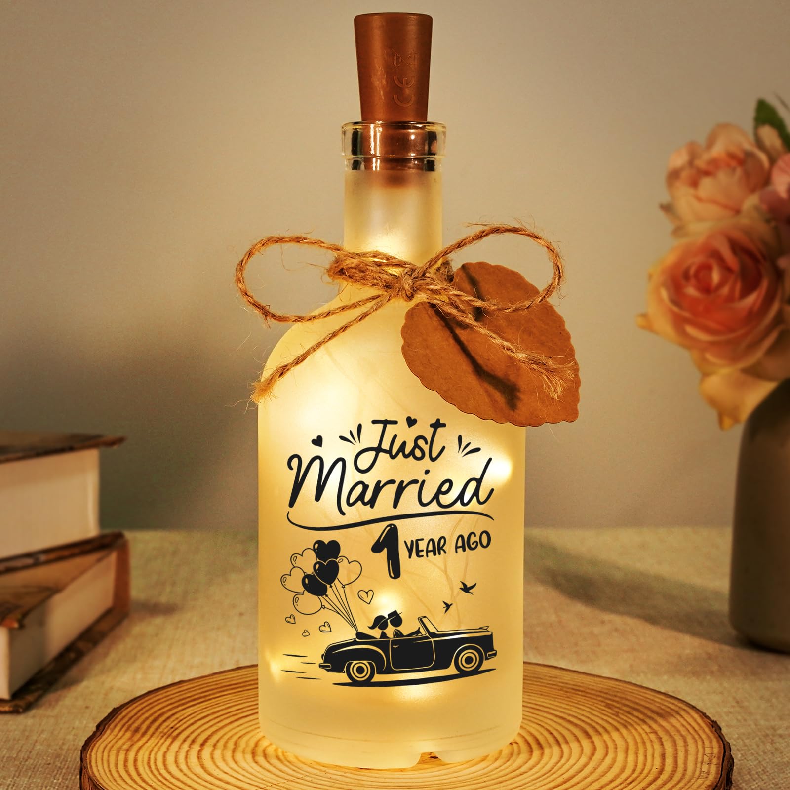 Sayregifty 1st Anniversary Wedding Gifts for Wife Husband -LED Bottle Light