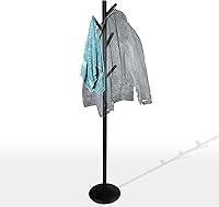 Vista 9 de FEBTECH - Perchero independiente con 6 ganchos- Perchero portátil de acero con acabado negro de 70 pulgadas - Perchero para sombreros de vaquero