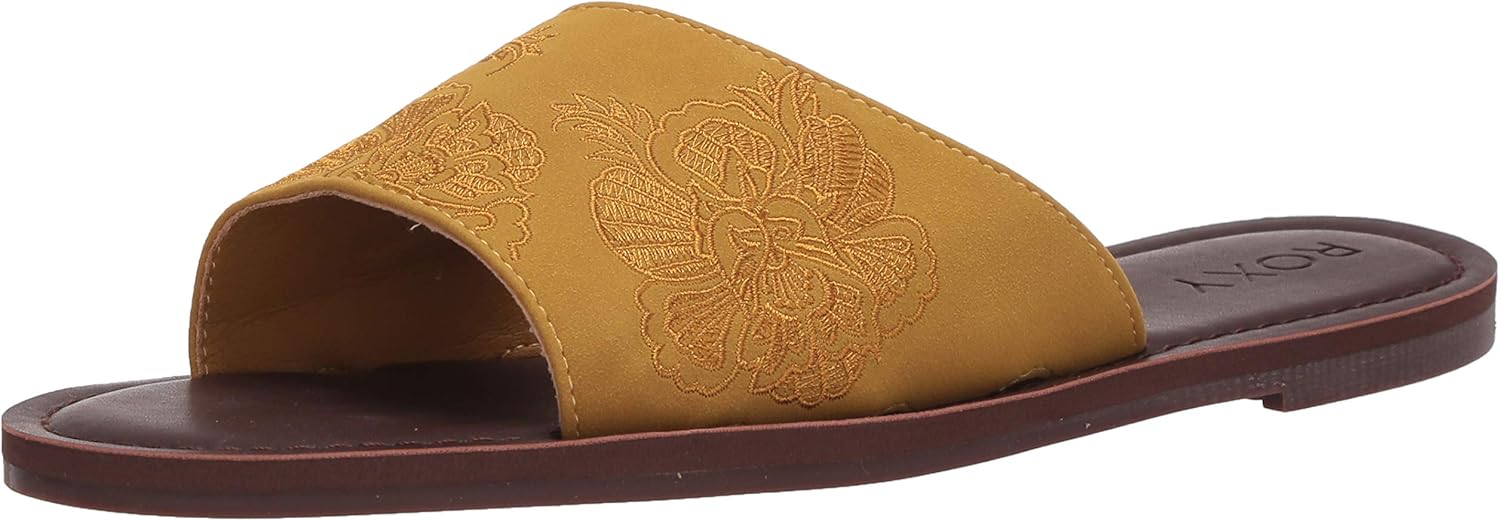 Roxy Women's Helena Slip On Sandals, Mustard, 5 M US