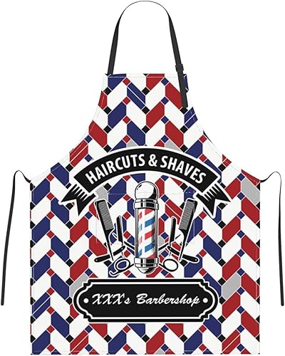 Delantal de barbería personalizado para hombres y mujeres, delantal de peluquería con texto personalizado con bolsillos, delantal personalizado