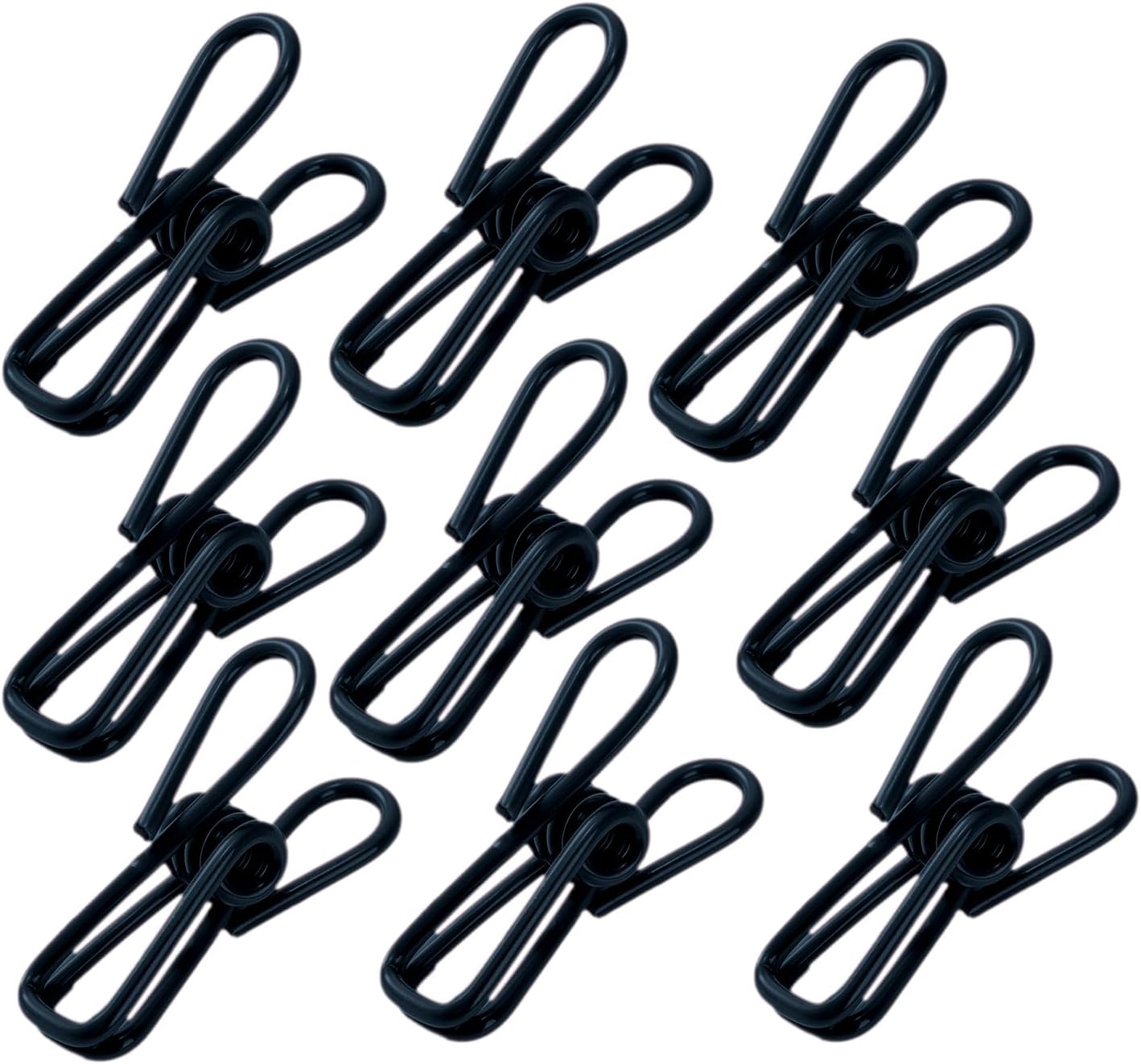 2 Inch Chip Clips Black,Steel Clothes Pins Utility PVC-Coated Steel Clips for Food Package Chips Bag Parper (20, Black)