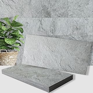 AULIGET 20-Piece Light Slate Peel and Stick Backsplash Wall Tiles, 6" x 12" PVC Faux Stone Stick on Tiles for Backsplash Kitchen, Bathroom, Laundry Room, Camper, Fireplace