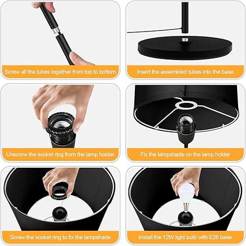 Miniatura 105 de Lámparas de pie doradas para sala de estar, lámpara de pie moderna, pantallas blancas, interruptor de pie, lámparas de poste simple lámpara alta