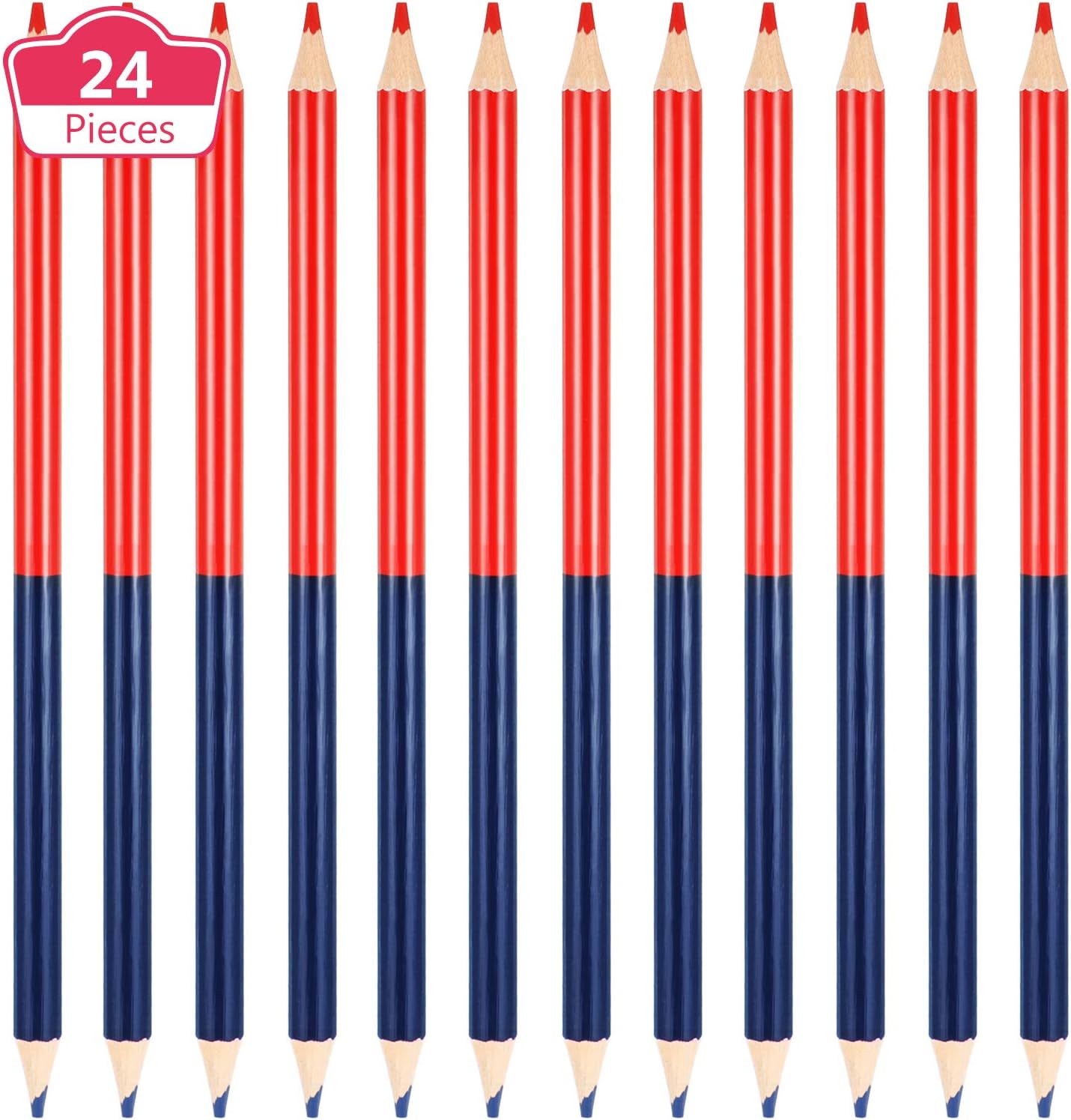 Zhanmai 144 Pieces Red and Blue Colored Pencils Double Ended Checking Pencils Bulk Pre Sharpened Erasable 2 HB for Checking Map Coloring Tests Grading for Office Teacher