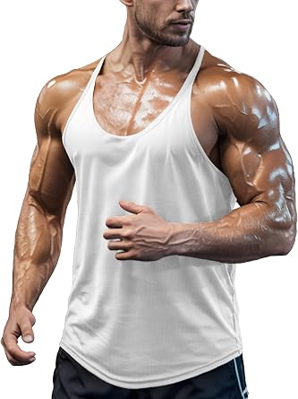 Herren Bodybuilding Stringer Tank TopsMuskel Gym ShirtsStrecken Schnell Trocknende Tops mit Y-Rücken