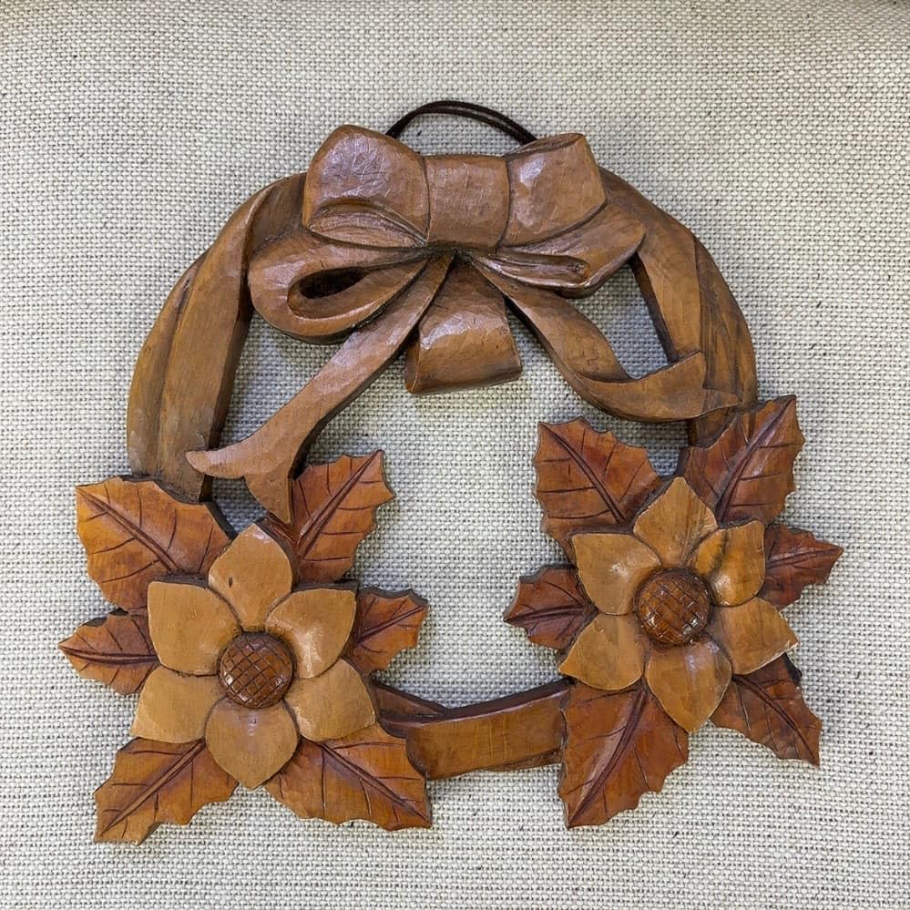 【希少一点物】木製花彫刻リース 手彫 桂の木 クリスマスリース 装飾品 Amazon | 木製花彫刻リース 手彫 桂の木 クリスマスリース 装飾品
