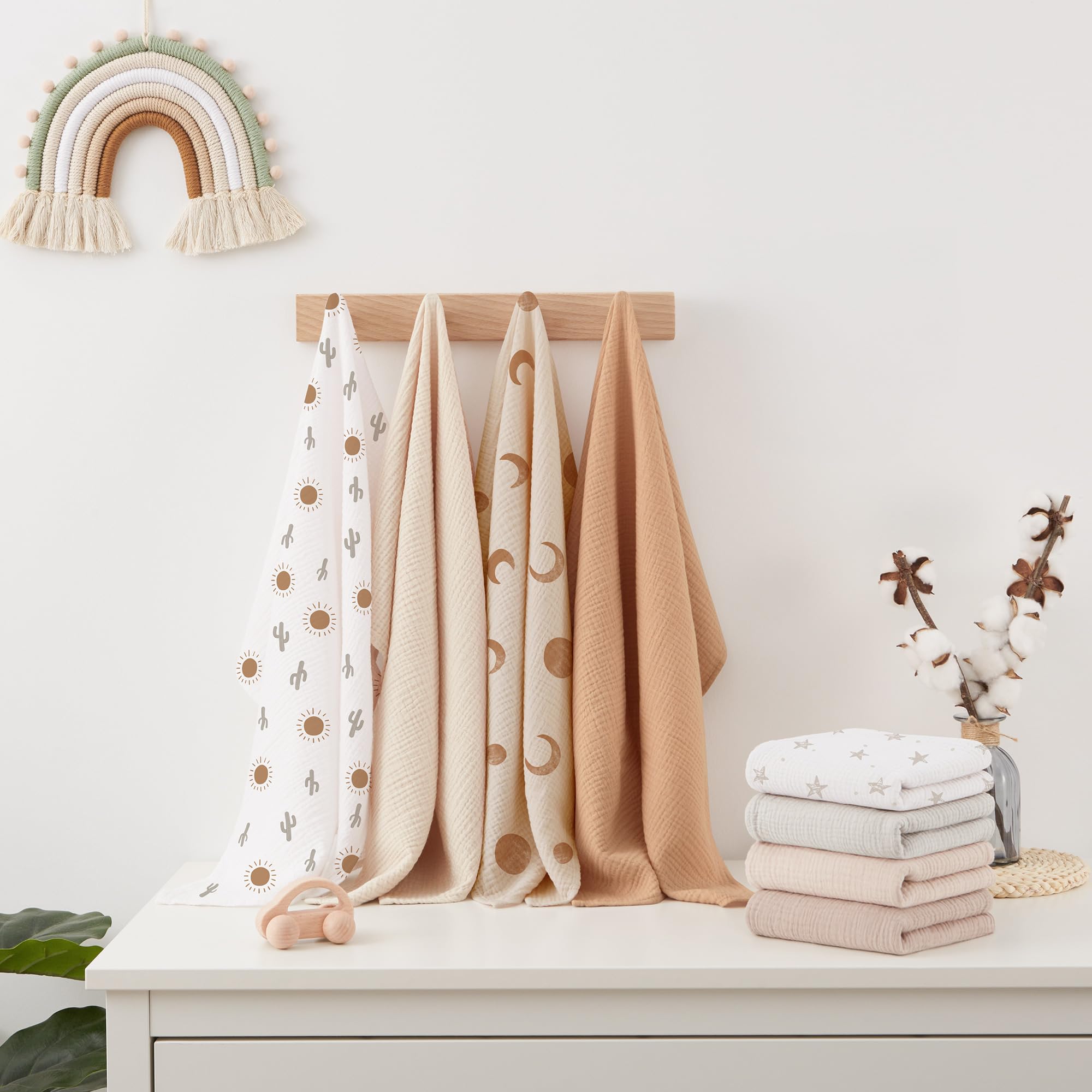 Susurration Mulldoeken baby spuugdoeken, set van 8 stuks, 100% katoen, spuugdoeken, baby voor jongens en meisjes, zacht, ademend en extreem absorberend, mousseline, 60 x 60 cm (roze-paars
