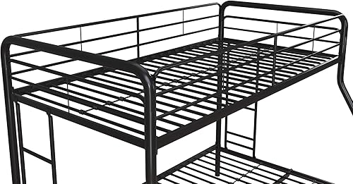 Miniatura 7 de DHP - Litera con cama individual arriba y matrimonial abajo con armazón de metal y escalera