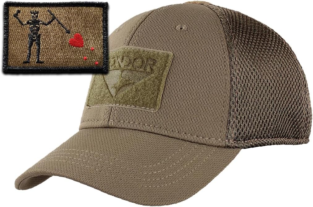 Condor MESH Fitted Tactical Cap Bundle - Blackbeard - Choose Size/Color