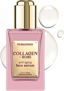 Suero facial de colágeno con rosa, reafirma l...