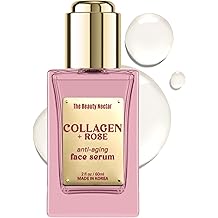 带玫瑰的胶原蛋白面部精华液 &ndash; 紧致肌肤、促进水合作用、舒缓干燥 &ndash; 皮肤科医生测试、抗衰老、韩国护肤 &ndash; 敏感肌肤的清洁素食配方 &ndash; 2 Fl Oz