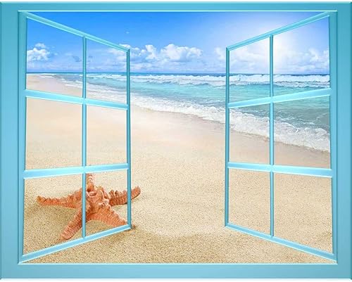 Miniatura 6 de Coastline Beautiful Scenery Pegatinas para Pared De Cuarto, plantillas de pared blancas para ventana, despegar y pegar, decoración de pared para el