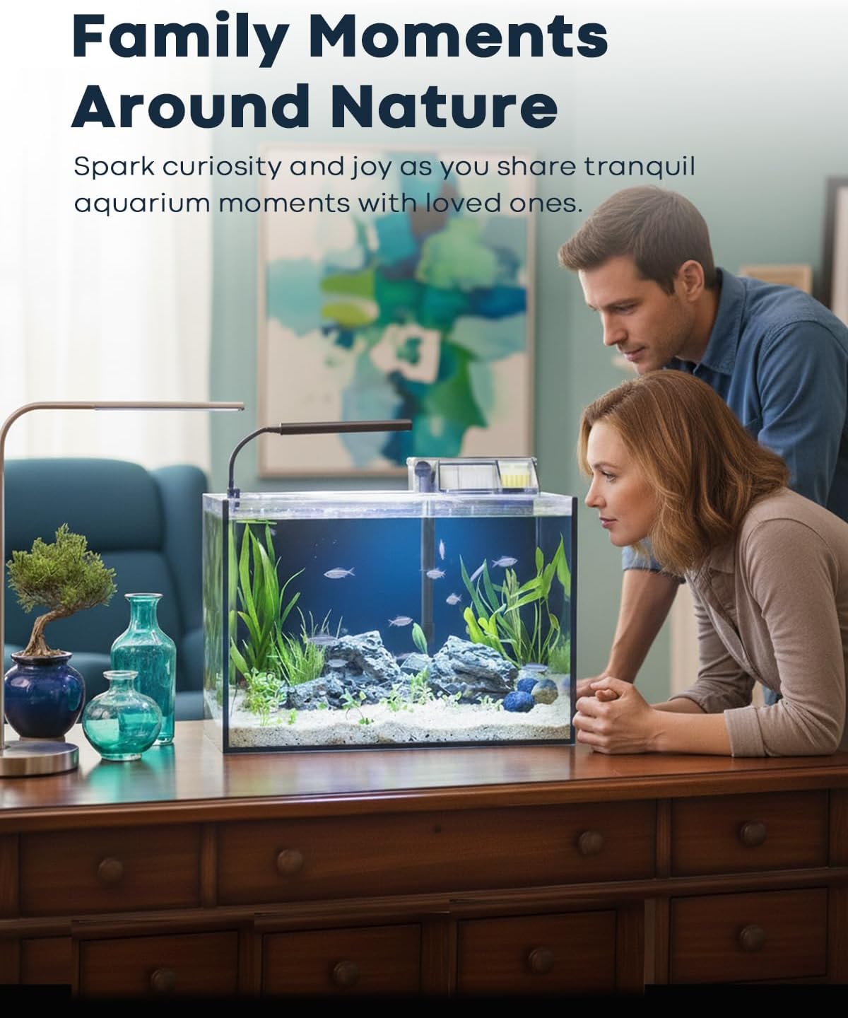 10 Gallon Aquarium Set Glass Fish Tank with 2 Pack G3 Filter Media Replacement