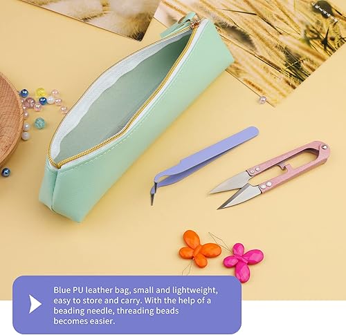 Miniatura 6 de El juego de 58 agujas de cuentas para la fabricación de joyas incluye 8 cuentas de ojo grande, 40 agujas de cuentas para coser a mano, tijeras de