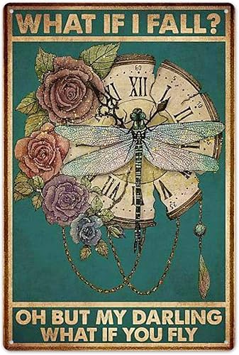 Fmcmly What If I FallOh But My Darling What If You Fly - Letreros de metal vintage para el hogar, bar, cocina, hotel, oficina, dormitorio, sala de