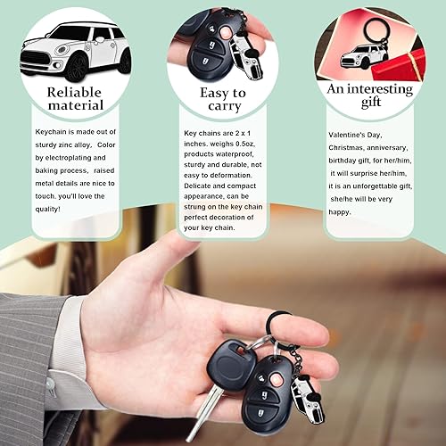 Vista 6 de Llavero Mini Cooper, para accesorios Mini Cooper/Cooper S 2014-2022,Llavero de metal Blanco
