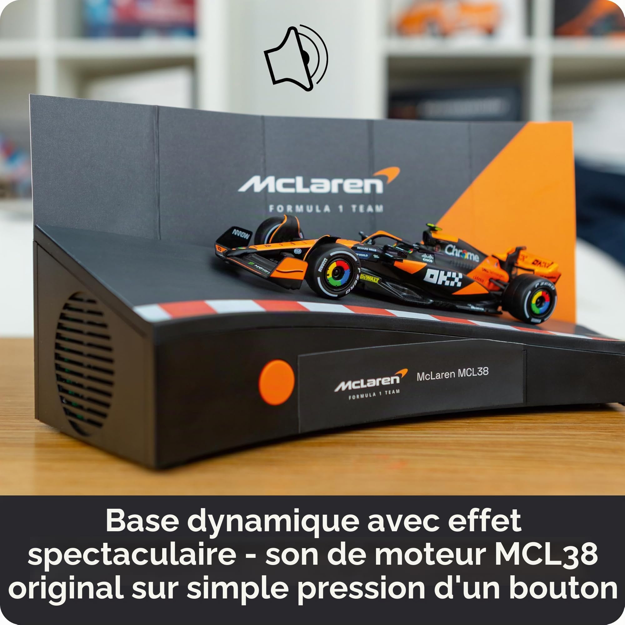 FRANZIS McLaren Racing 67391 Calendrier de l'Avent 2025 avec modélisme à l'échelle 1:43, avec module sonore et livre d'accompagnement de 52 pages