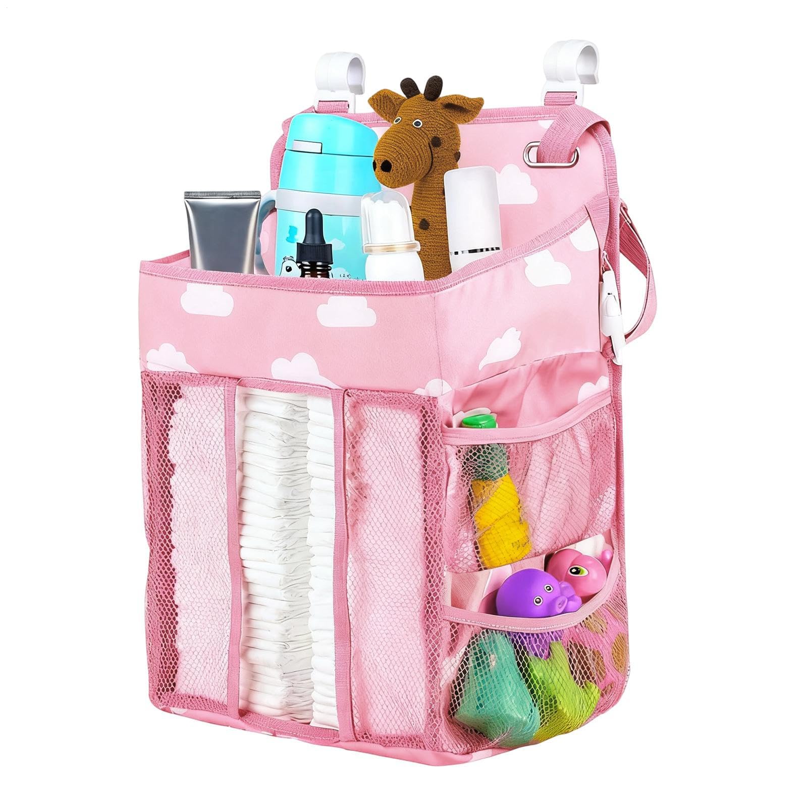 Generisch Windelhalter Mit Aufhänger - Verstellbarer Organizer | Mehrfachtaschen Aufbewahrungshalter Für Windeln Babybett Wickeltisch Laufstall Wandmontage Wasserfest, 35x25cm, 1 Stück