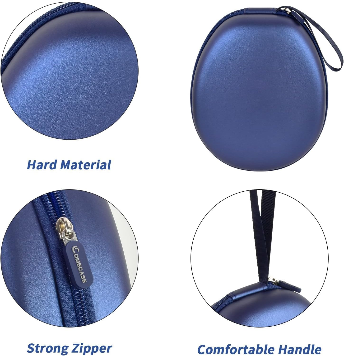 COMECASE Hard Shell Headphone Case for JBL Tune 510BT/520BT/720BT/ for Sony WH-CH520/ for Beats Solo 4 Wireless Bluetooth Headphones, Protective Travel Carrying Box with Mesh Pocket (Blue) - Image 4