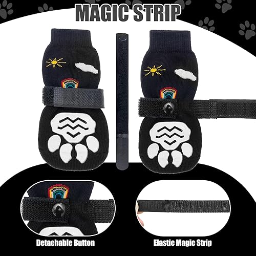 Miniatura 3 de PUPTECK Calcetines antideslizantes para perros para lamer con agarres, zapatos de perro para suelos de madera dura, botines de invierno para perros