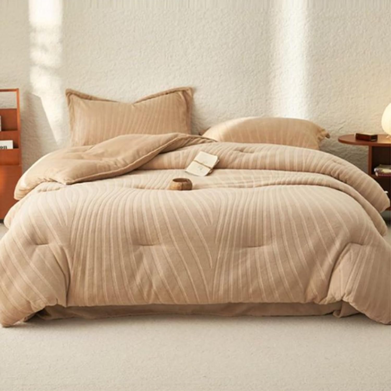 Milk Velvet Duvet, Thick and Warm Double-Sided Fleece Duvet, Plush Duvet Cover, Inflatable Down Comforter (B, 150 x 200 cm/2.27 kg)