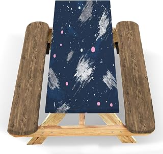susiyo Fitted Picnic Table Cover Brush Stroke Pattern Dark Waterproof Elastic Edges Fitted Rectangle Tables Patio Tablecloth Camping Gear Road Trip Supplies Car Travel Must Haves,60x30 Inch