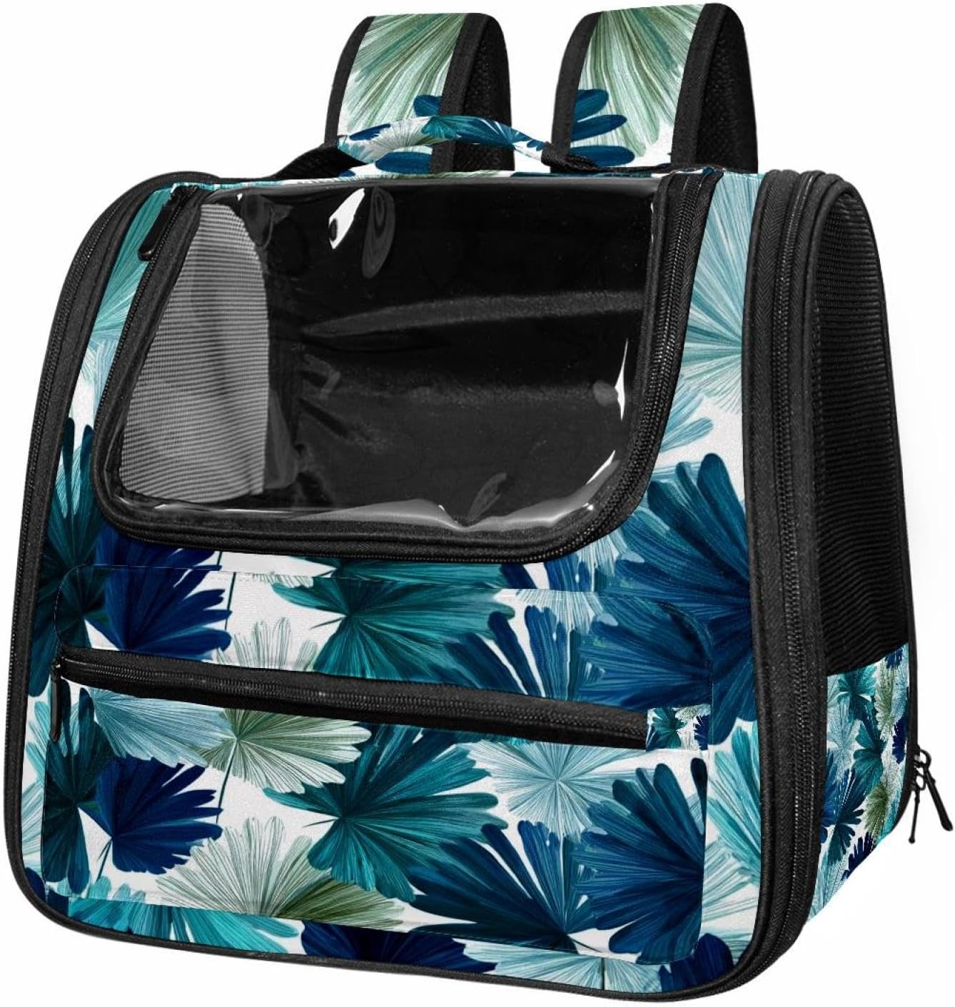 Portable Travel pet Backpack Carrier Hamster Bag Small Dog cat Carrier Breathable Hang Bag, Abstract Flowers and Leaves