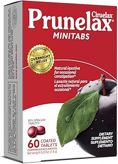 Prunelax Ciruelax Natural Laxative Regular for Occasional Constipation, Mini Tablets, Prunes, 60Count