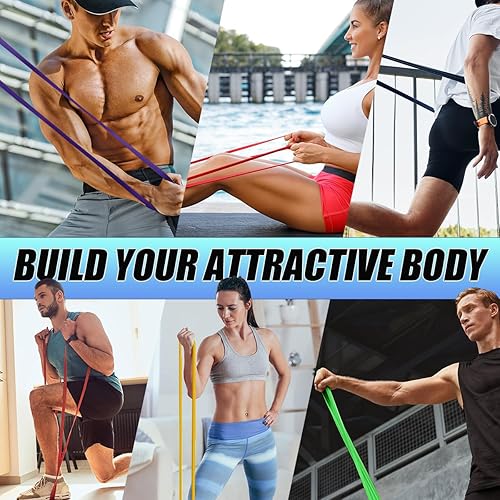 Miniatura 77 de LEEKEY Juego de bandas de resistencia para asistencia de dominadas y entrenamiento de cuerpo completo, bandas de ejercicio de varios niveles