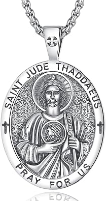 Sterling Silver St Benedict Medals Necklace, Caravaca Cross/7 Arcangeles/St Michael/St Christopher/St Joseph/St Jude/St Anthony/Virgin Mary Protection Talisman Christian gifts for Men Women