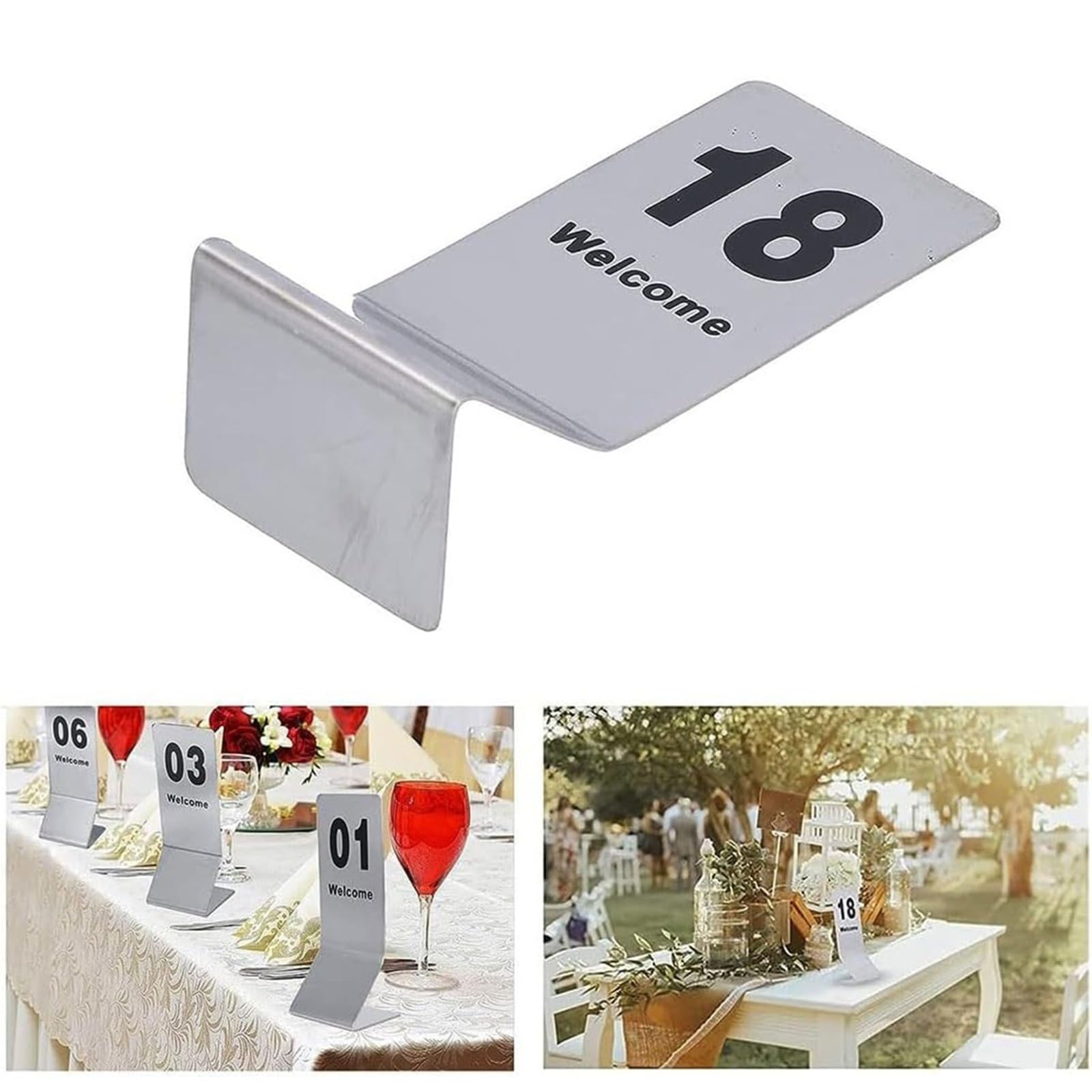 Tischnummern aus Edelstahl, langlebig, elegante Beschilderung für Event-Dekoration, Hochzeiten, Restaurants, leicht zu reinigen, rostbeständig, modernes Display,