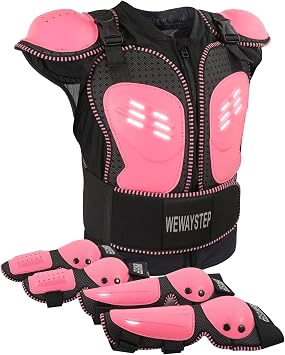Kids Dirt Bike Gear with Knee & Elbow Pads, Motorcycle Armor Vest | Youth chest back spine protector impact shell, breathable mesh. For motocross, atv, dirt bike, skateboard, cycling, skiing