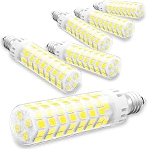 E12 100W Dimmable Replacement LED Candelabra Bulbs C7 10W 1000 Lumen T6 LED Chandelier Light Bulbs for Ceiling Fan Pendant Lighting Salt Lamp, 6000K Daylight White, 6 Pack