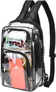Clear Backpack Stadium Approved with Breathable Shoulder Straps, Clear Sling Bag for Stadium Work Concert Festival