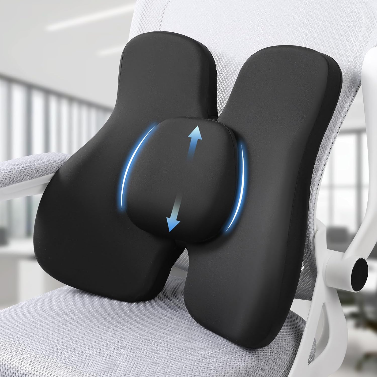 Lumbar Support Pillow, Memory Foam Back Support for Office Chair | Ergonomic memory foam lumbar support helps improve posture, reduce back pressure, and fits most office chairs and car seats.
