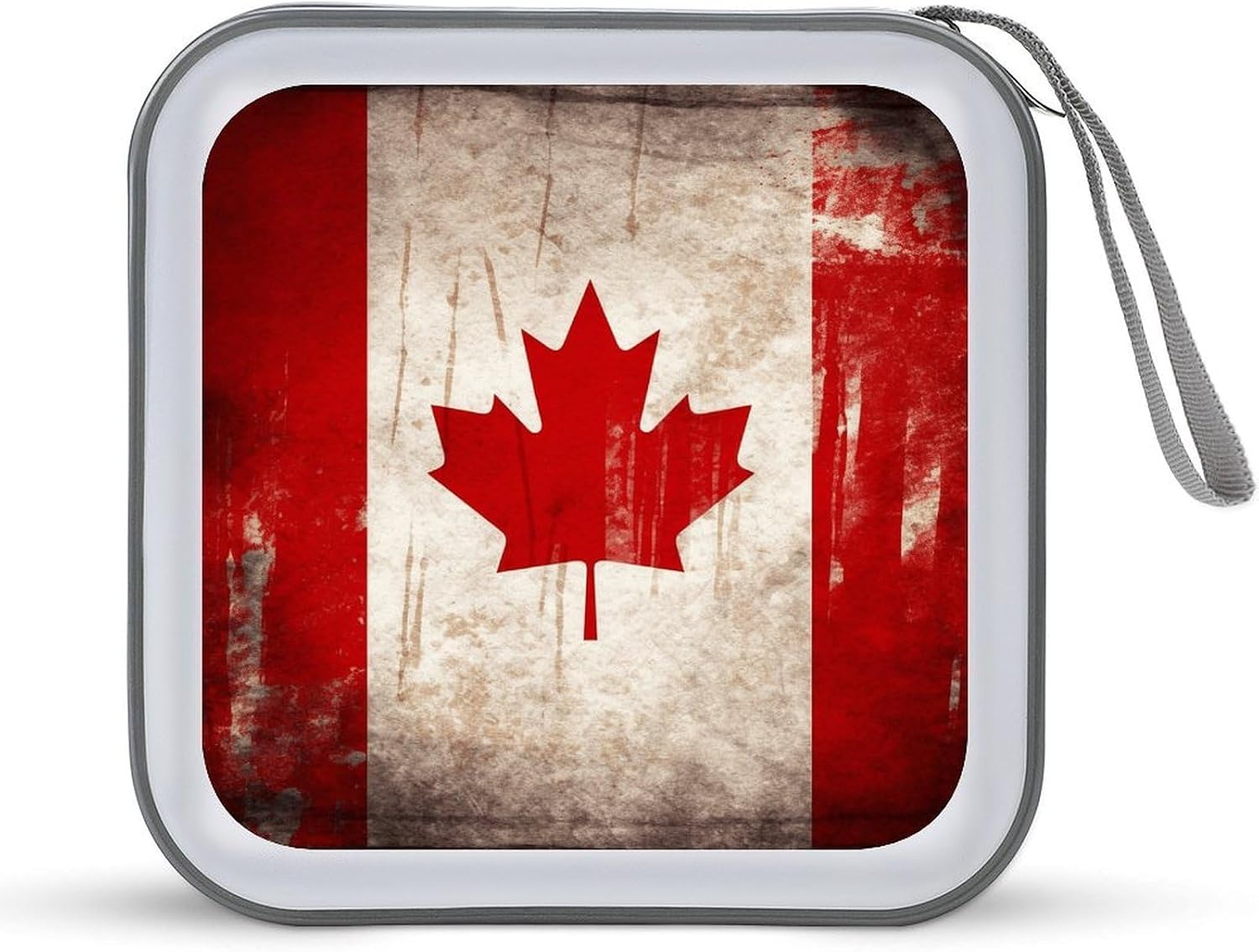 Retro Canada Flag CD Case 40 Capacity DVD Cases for Car Portable CD Boxes Holder with Zipper Protective DVD Box with Handle for Blu Ray Movie Music Audio Disk