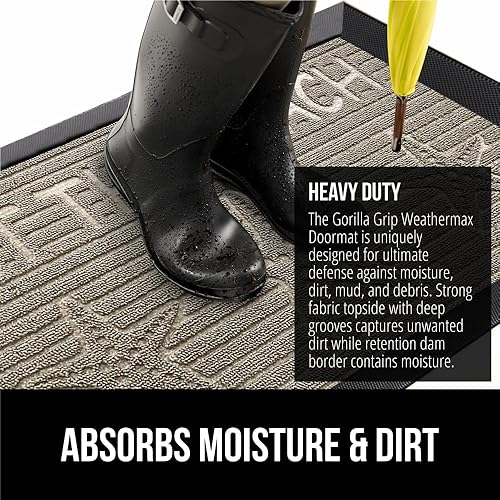 Miniatura 232 de Gorilla Grip WeatherMax - Tapete para todas las estaciones 100% impermeable, 23 x 35 pulgadas, goma natural, resistente a manchas y decoloración